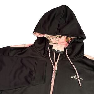 Habit Realtree Camo Full Zip Hoodie Black Pink Women's Sz L